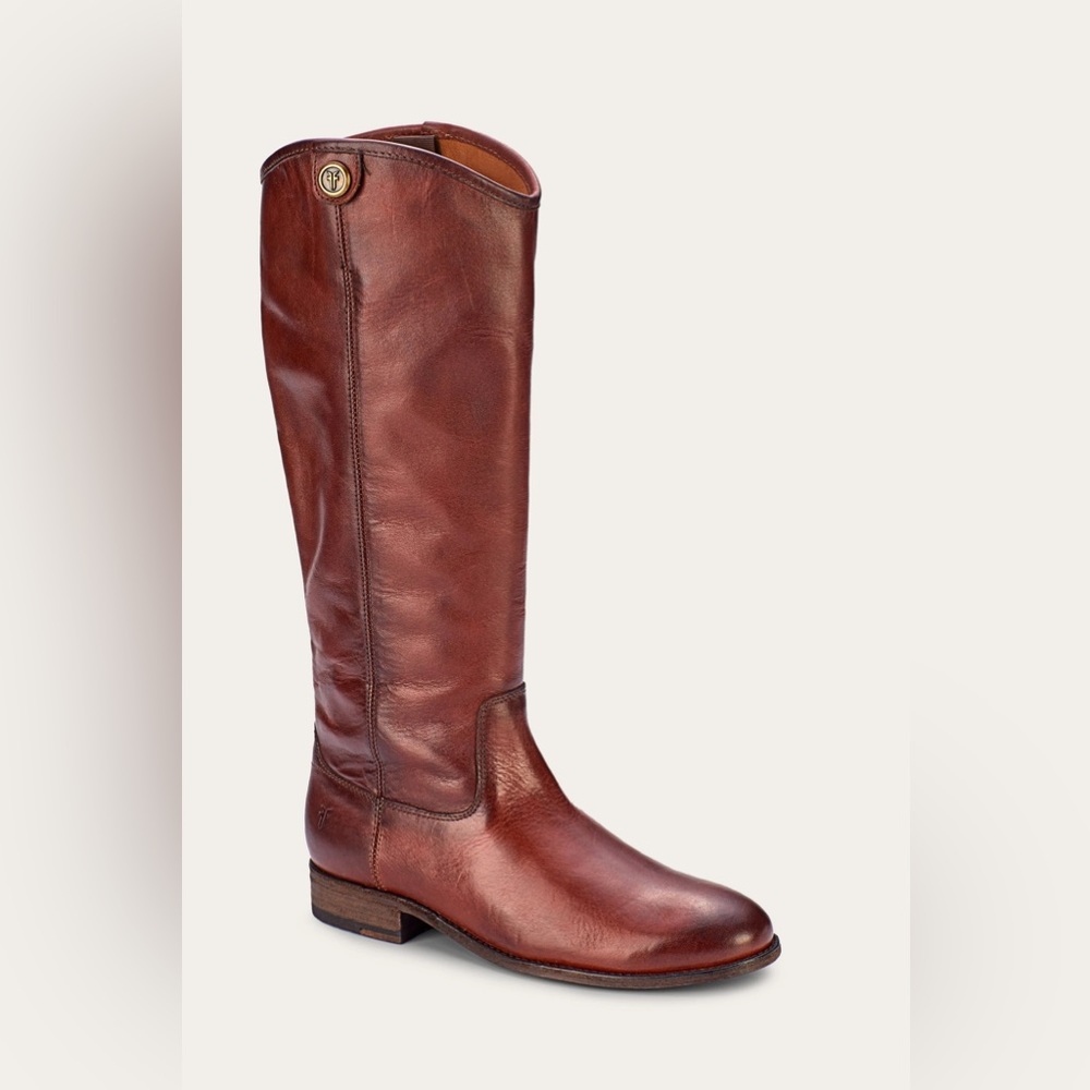 NIB $298 Frye Melissa Button 2 Redwood Boots Extended Women's Size 8B
